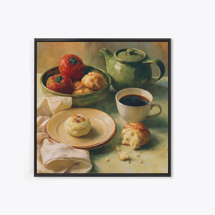 Coffee and Pastry Scene for Breakfast Nook Canvas Print, Dining Room Art, Food Art, Dining Room Decor, Fine Art, Dining, DRA-1x1-86