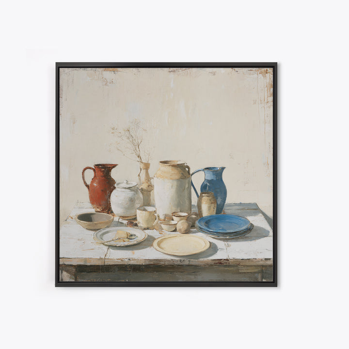 Sunlit Farmhouse Table Objects Without Room View Canvas Print, Dining Room Art, Gallery Decor, Dining Room Decor, Dining, DRA-1x1-89