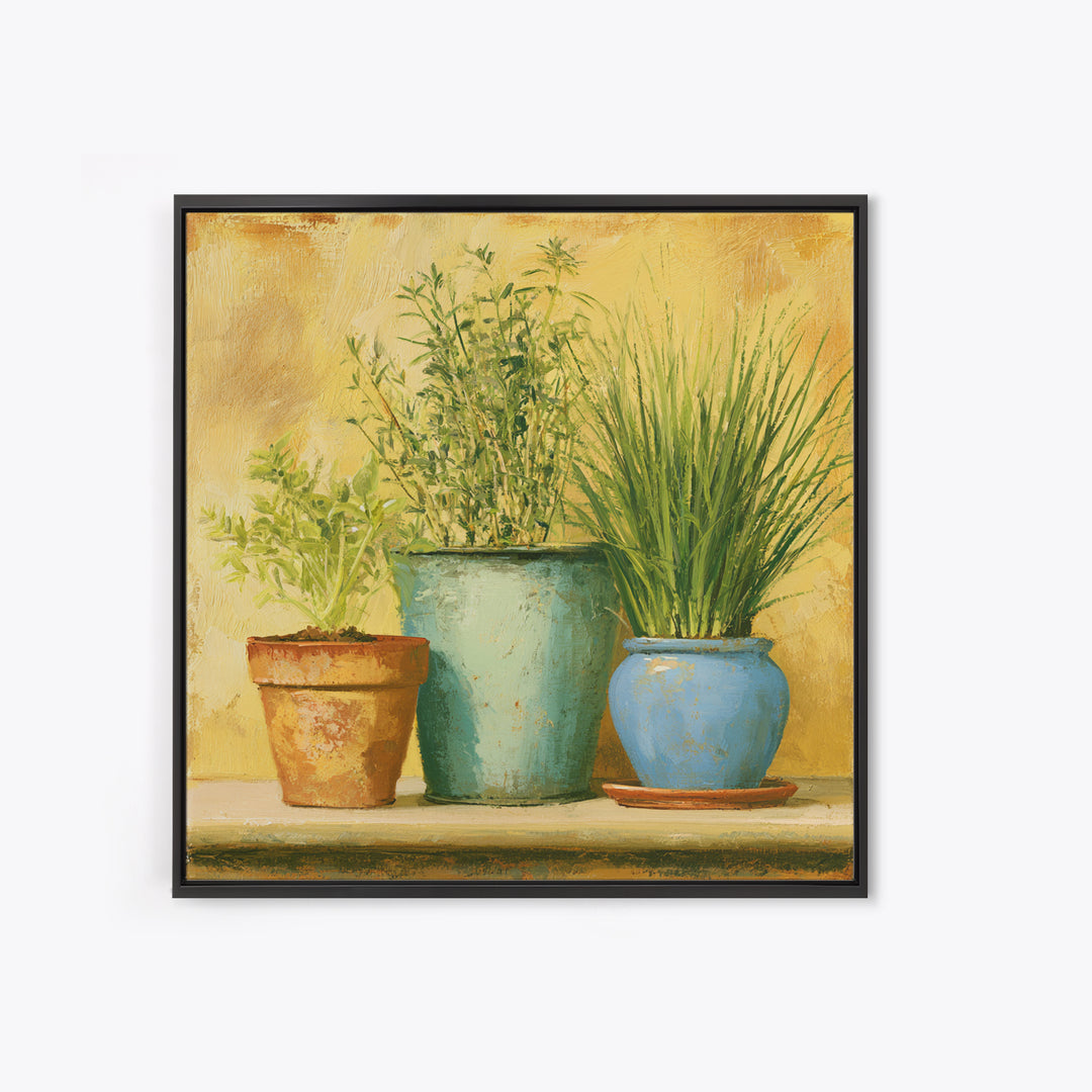 Modern Kitchen Herbs Canvas Print, Dining Room Art, Kitchen Wall Decor, Dining Room Decor, Fine Art, Dining, Statement Artwork, DRA-1x1-9