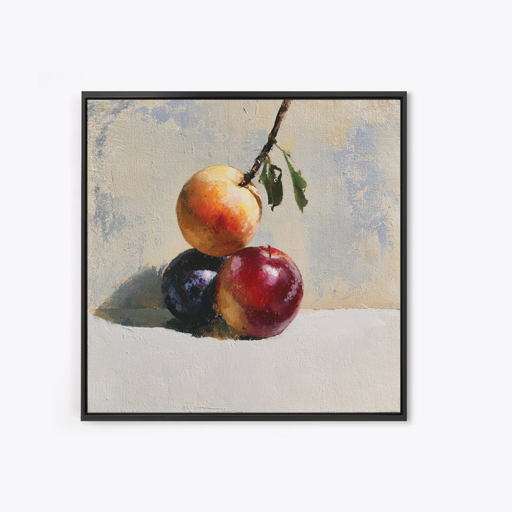 Peach and Plum Still Life Canvas Print, Dining Room Art, Trendy Wall Art, Dining Room Decor, Fine Art, Dining, DRA-1x1-92