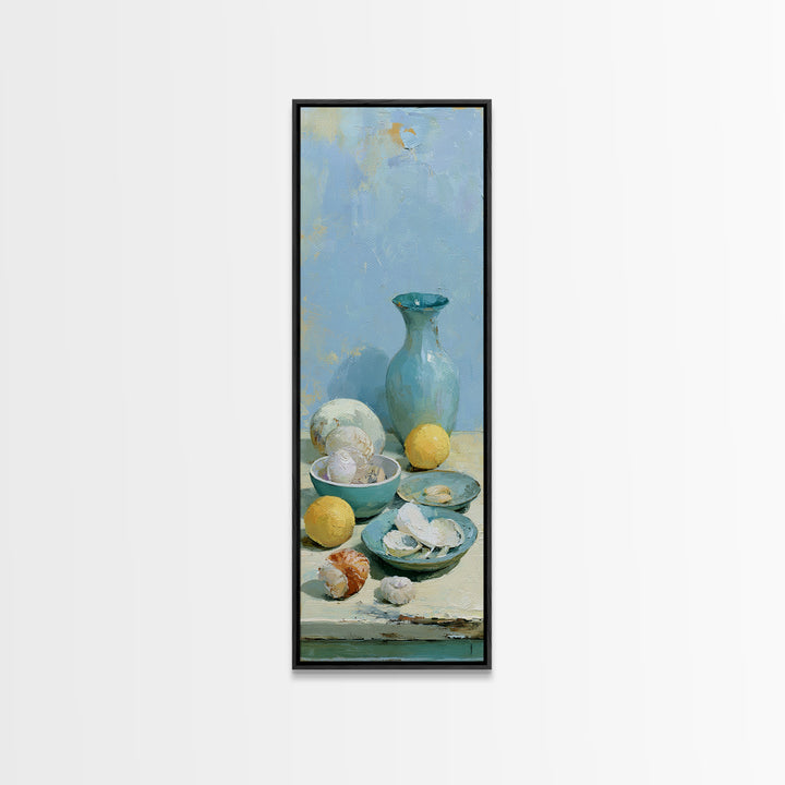 Shellfish and Lemon Still Life Canvas Print, Dining Room Art, Wall Decor, Dining Room Decor, Fine Art, Dining, Contemporary Art, DRA-1x3-28
