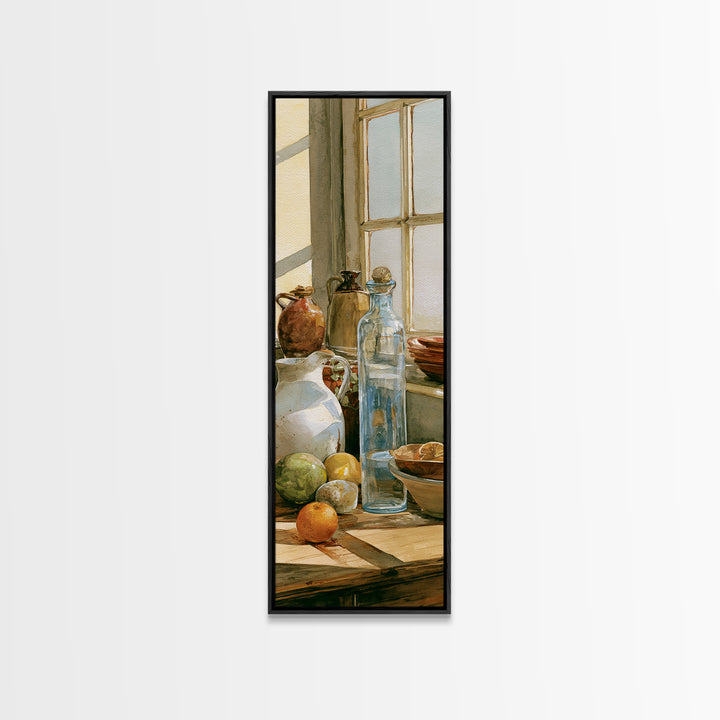 Sunlit Farmhouse Table Objects Without Room View Canvas Print, Dining Room Art, Coastal Decor, Dining Room Decor, Dining, DRA-1x3-29