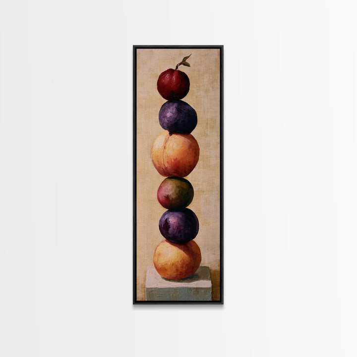 Peach and Plum Still Life Canvas Print, Dining Room Art, Neutral Decor, Dining Room Decor, Fine Art, Dining, Wall Art, DRA-1x3-32