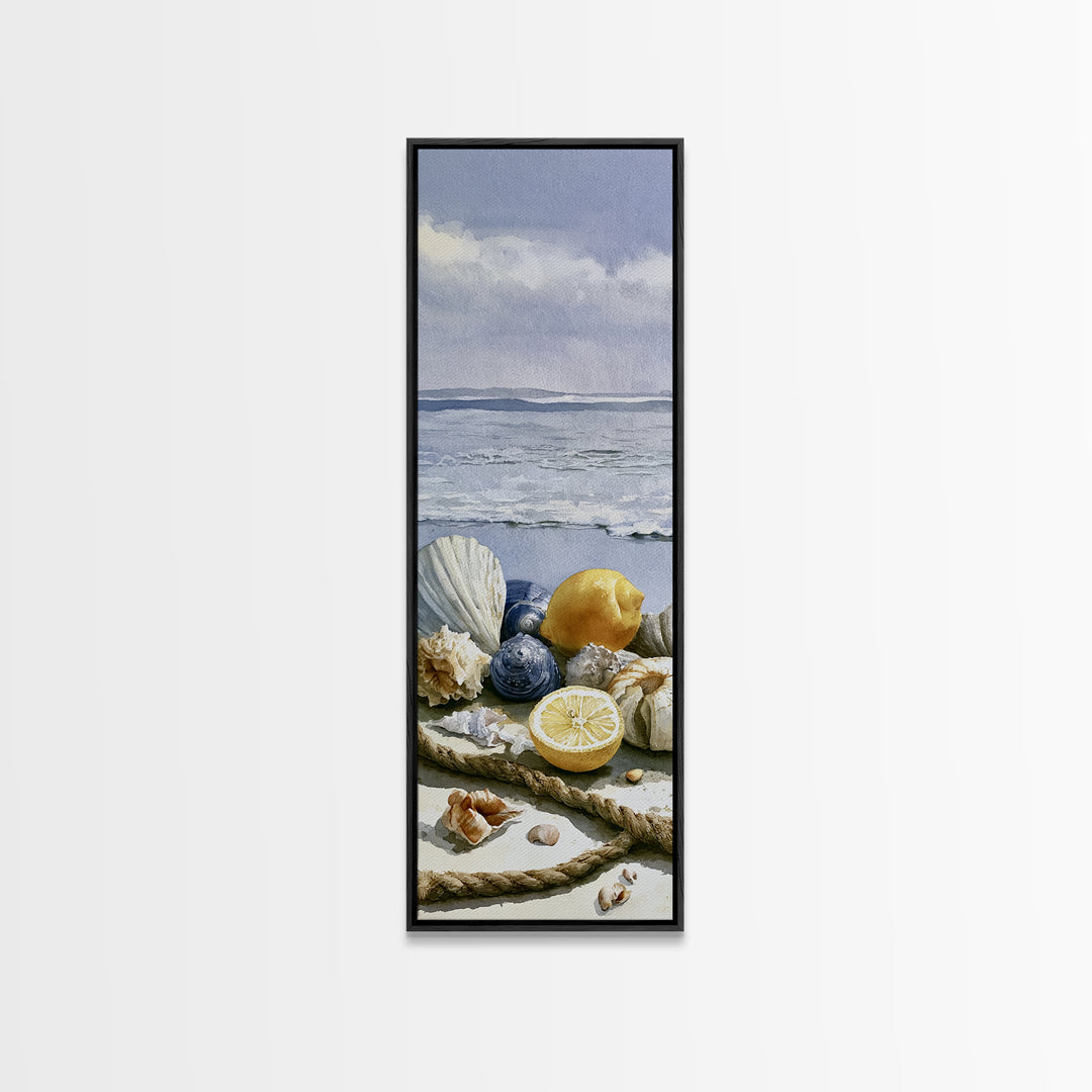 Shellfish and Lemon Still Life Framed Canvas Print, Dining Room Art, Coastal Decor, Dining Room Decor, Fine Art, Dining, DRA-1x3-4