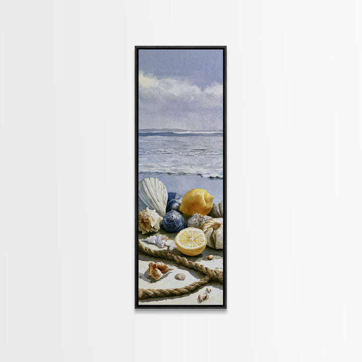 Shellfish and Lemon Still Life Framed Canvas Print, Dining Room Art, Coastal Decor, Dining Room Decor, Fine Art, Dining, DRA-1x3-4