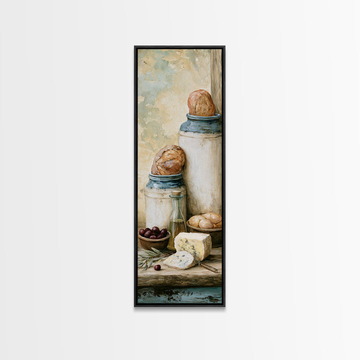 Rustic Bread Olives and Cheese Still Life Canvas Print, Dining Room Art, Set of 3 Prints, Dining Room Decor, Fine Art, Dining, DRA-1x3-42