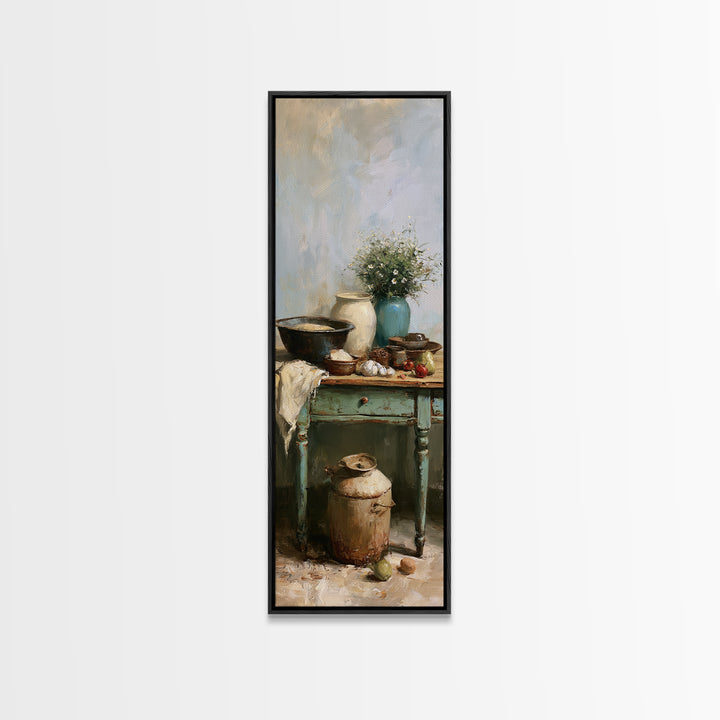 Sunlit Farmhouse Table Objects Without Room View Canvas Print, Dining Room Art, Coastal Decor, Dining Room Decor, Dining, DRA-1x3-53
