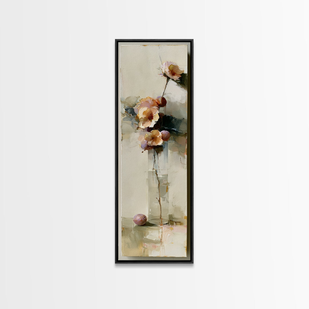 Peach and Plum Still Life Canvas Print, Dining Room Art, Contemporary Art, Dining Room Decor, Fine Art, Dining, Digital Print, DRA-1x3-56