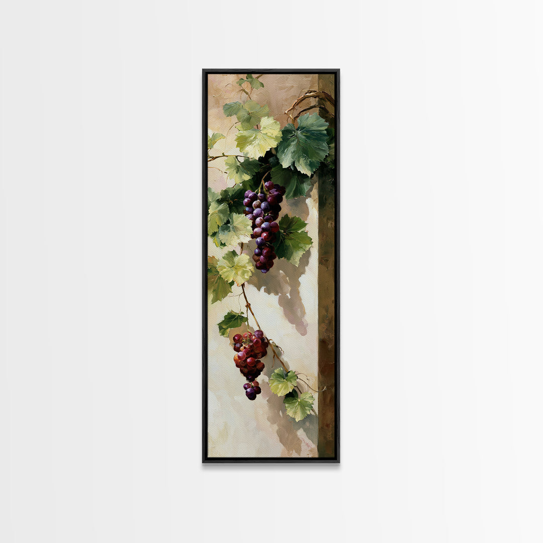 Botanical Grapevine with Leaves and Fruit Canvas Print, Dining Room Art, Kitchen Prints, Dining Room Decor, Fine Art, Dining, DRA-1x3-57
