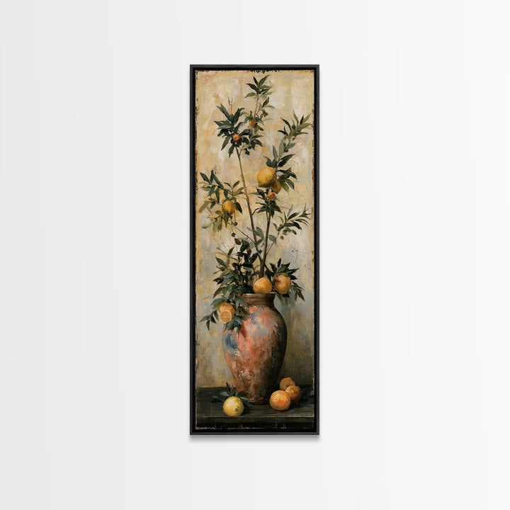 Mediterranean Olive Branch and Citrus Arrangement Canvas Print, Dining Room Art, Print, Dining Room Decor, Fine Art, Dining, DRA-1x3-72