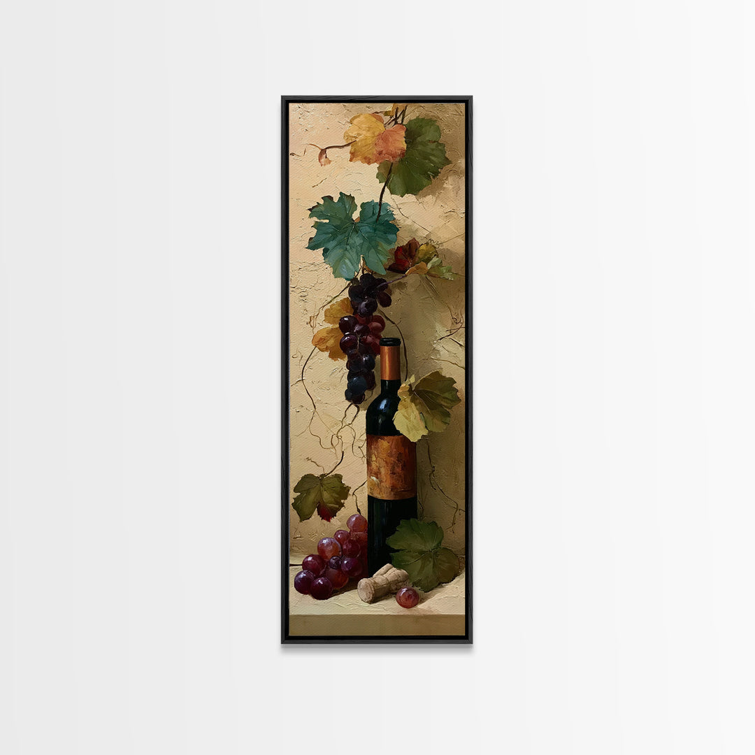 Botanical Grapevine with Leaves and Fruit Canvas Print, Dining Room Art, Large Wall Art, Dining Room Decor, Fine Art, Dining, DRA-1x3-81