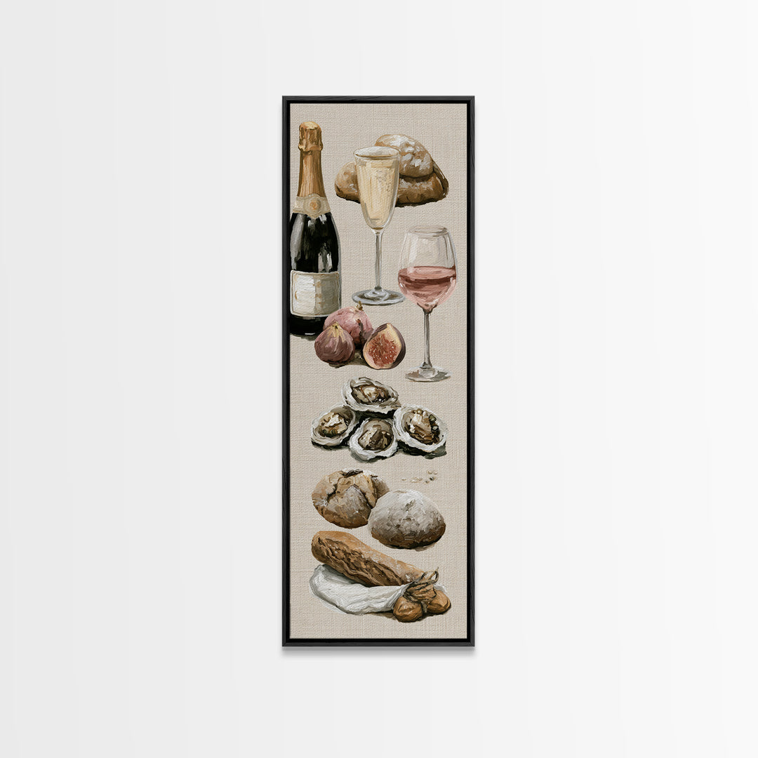 French Bistro Food Illustration Without Text Canvas Print, Dining Room Art, Food Art, Dining Room Decor, Fine Art, Dining, DRA-1x3-94