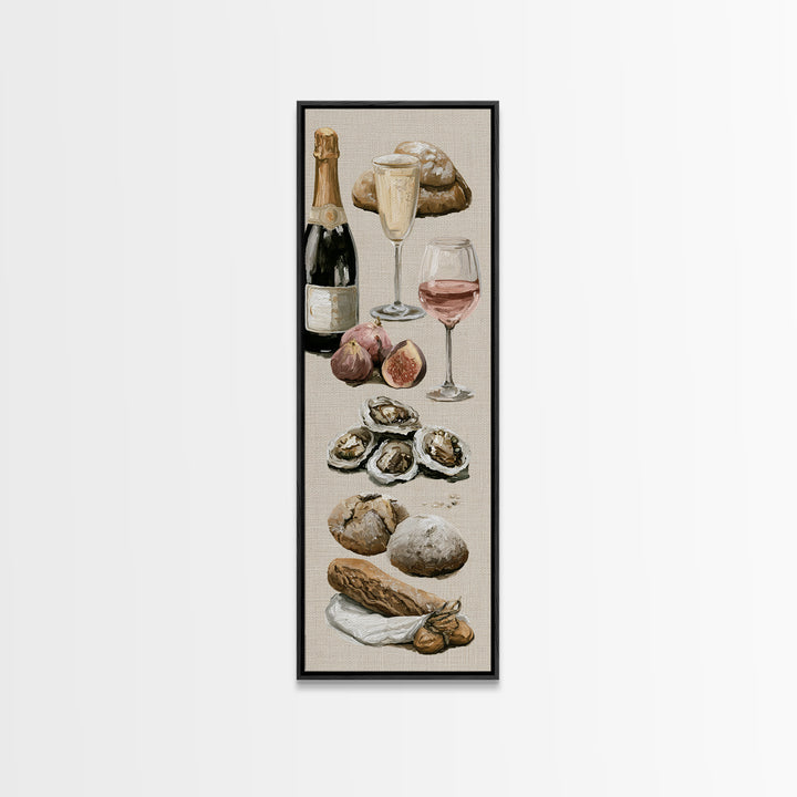 French Bistro Food Illustration Without Text Canvas Print, Dining Room Art, Food Art, Dining Room Decor, Fine Art, Dining, DRA-1x3-94