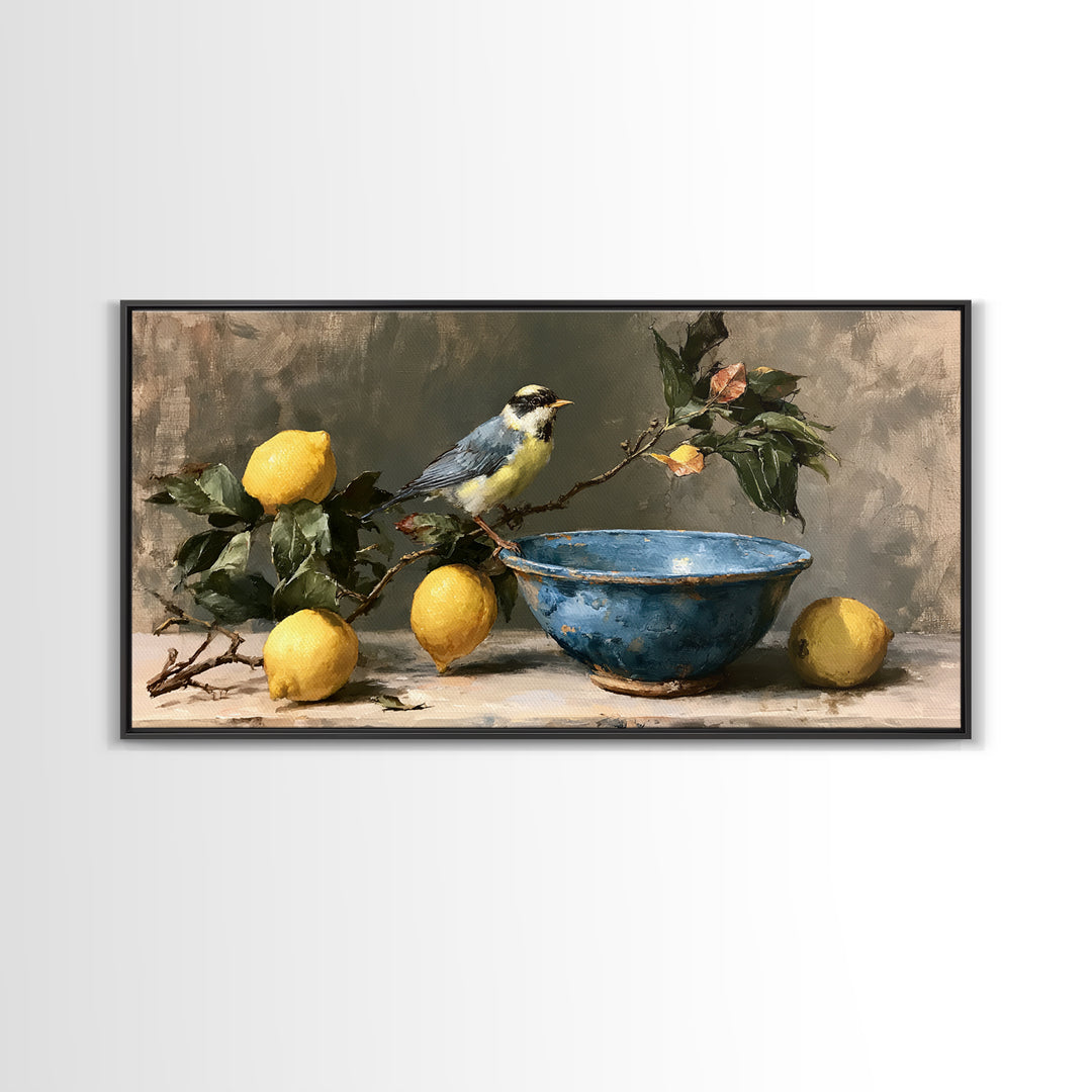 Italian Lemon Branch Framed Canvas Print, Dining Room Art, Art Print, Dining Room Decor, Oil Painting, Dining, Abstract Art, DRA-2x1-1