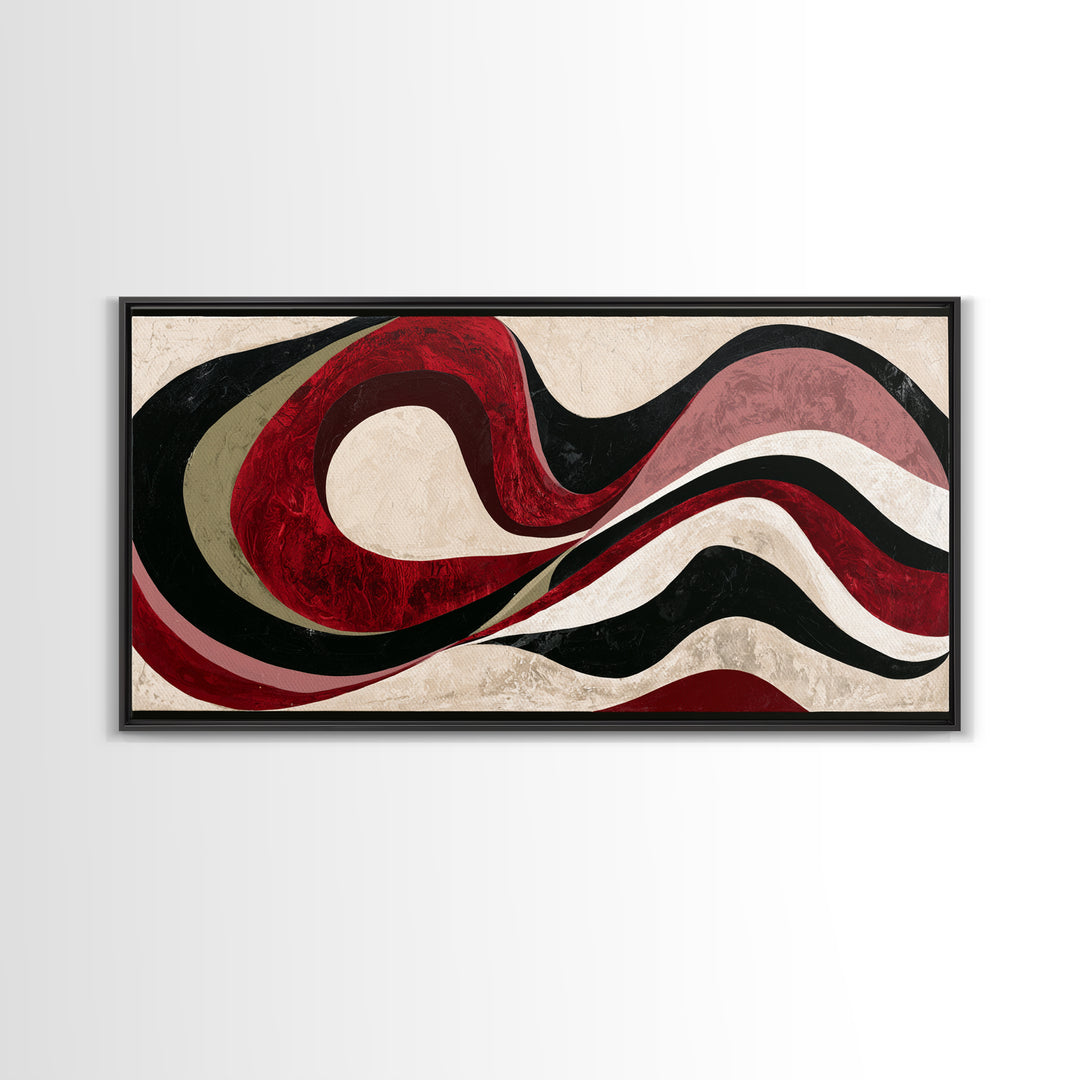 Abstract Red Wine Swirl Framed Canvas Print, Dining Room Art, Dining Room Wall Art, Dining Room Decor, Abstract Art, Dining, DRA-2x1-14