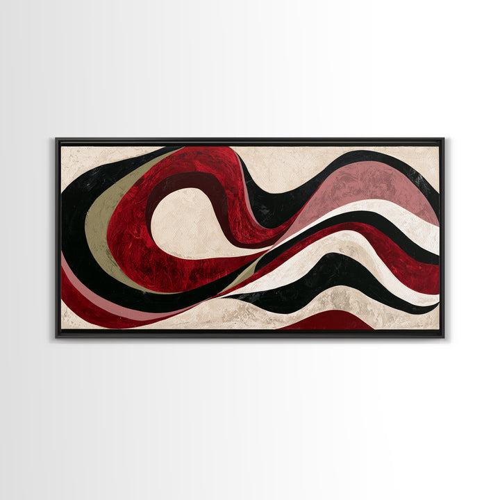 Abstract Red Wine Swirl Framed Canvas Print, Dining Room Art, Dining Room Wall Art, Dining Room Decor, Abstract Art, Dining, DRA-2x1-14