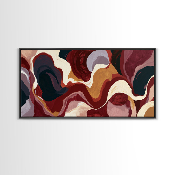 Abstract Red Wine Swirl Framed Canvas Print, Dining Room Art, Dining Room Wall Art, Dining Room Decor, Abstract Art, Dining, DRA-2x1-38