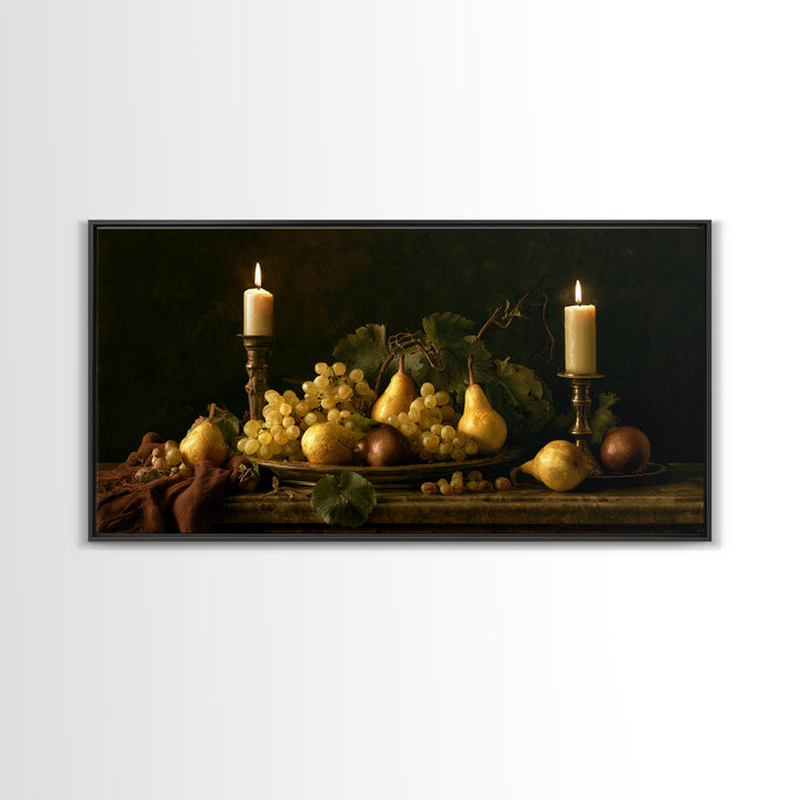 Classical Fruit Still Life Framed Canvas Print, Dining Room Art, Contemporary Art, Dining Room Decor, Fine Art, Dining, DRA-2x1-45