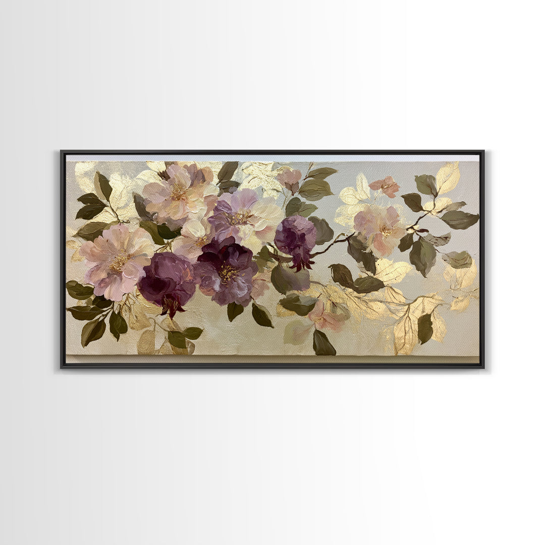 Pomegranate and Gold Leaf Botanical Study Canvas Print, Dining Room Art, Print, Dining Room Decor, Watercolor Art, Dining, DRA-2x1-52