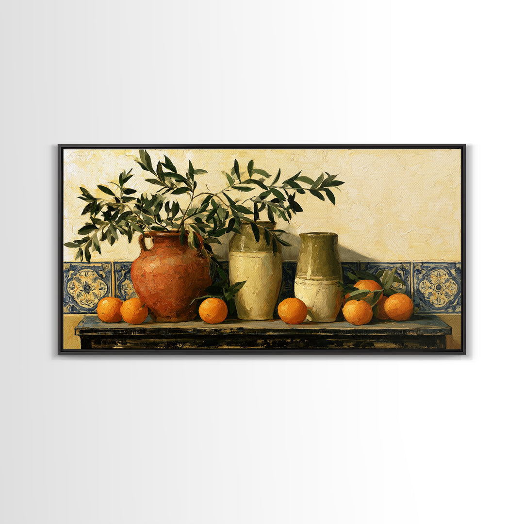 Mediterranean Olive Branch and Citrus Arrangement Canvas Print, Dining Room Art, Printable Wall Art, Dining Room Decor, Dining, DRA-2x1-56