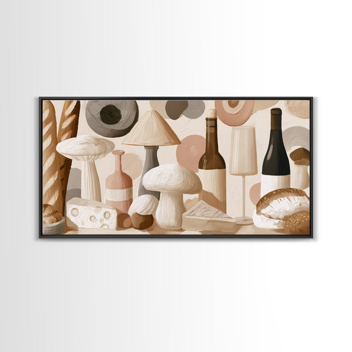 French Bistro Food Illustration Without Text Framed Canvas Print, Dining Room Art, Modern Decor, Dining Room Decor, Dining, DRA-2x1-6