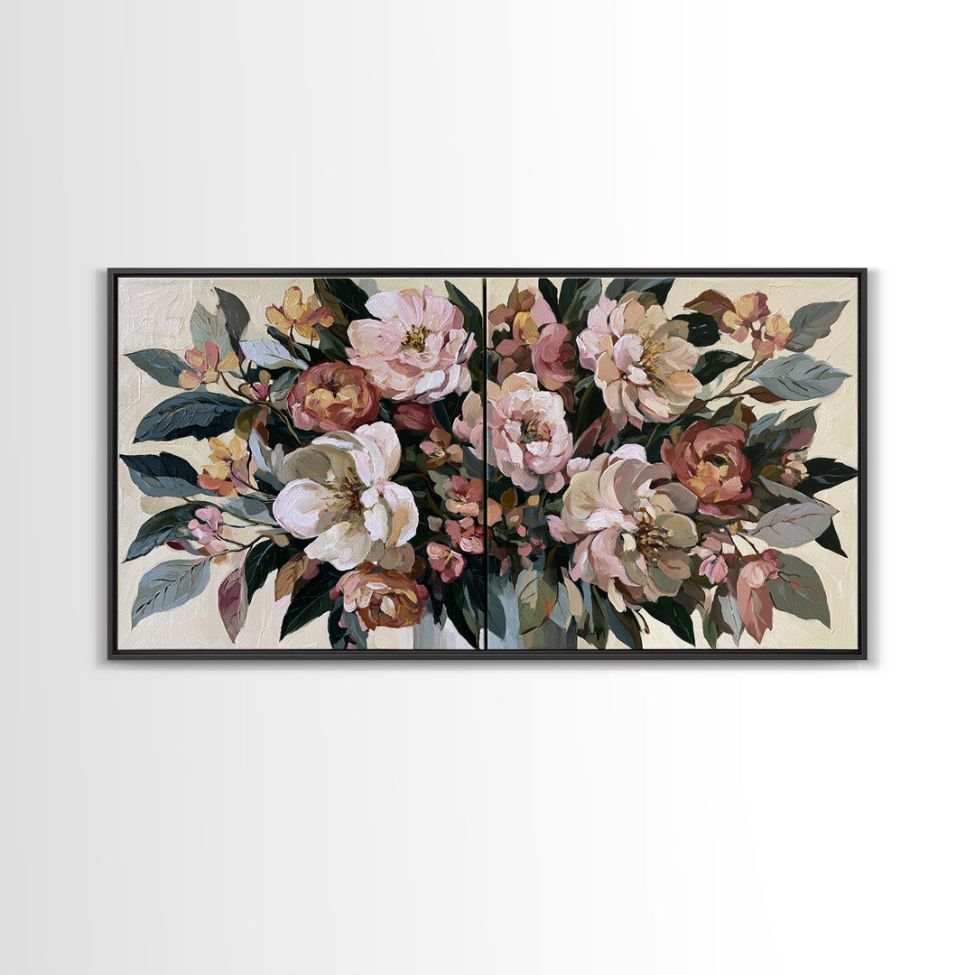 Large Expressive Flower Vase Canvas Print, Dining Room Art, Abstract Art, Dining Room Decor, Watercolor Art, Dining, DRA-2x1-68