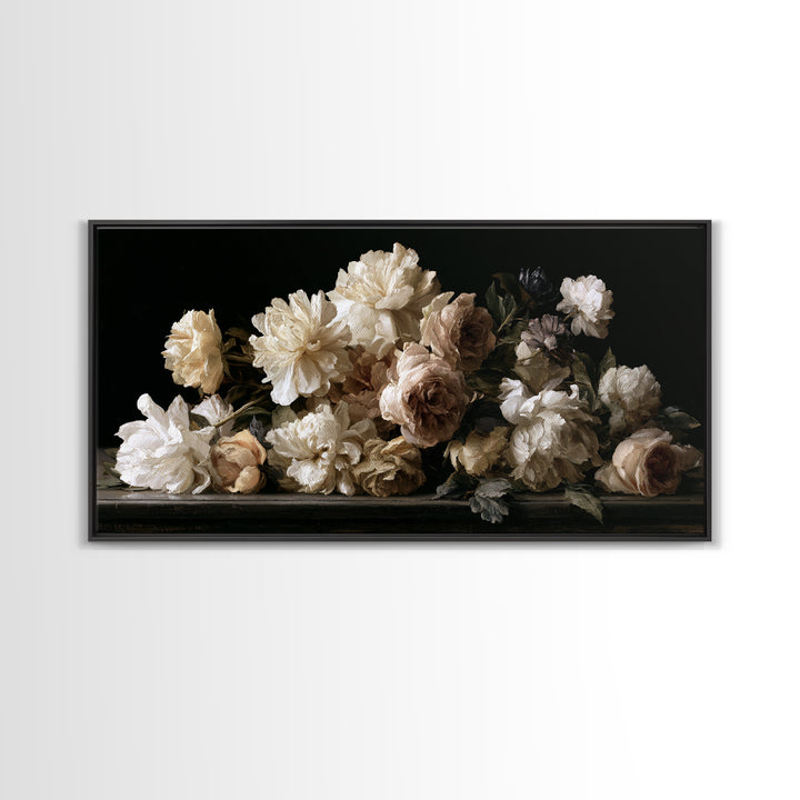 Moody Dark Background Bouquet for Formal Dining Canvas Print, Dining Room Art, Set of 3 Prints, Dining Room Decor, Dining, DRA-2x1-79