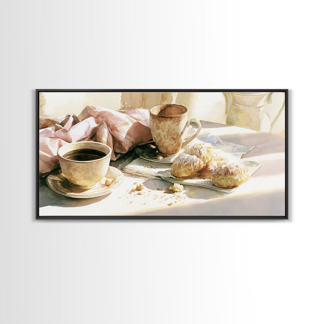 Coffee and Pastry Scene for Breakfast Nook Canvas Print, Dining Room Art, Room Decor, Dining Room Decor, Fine Art, Dining, DRA-2x1-82