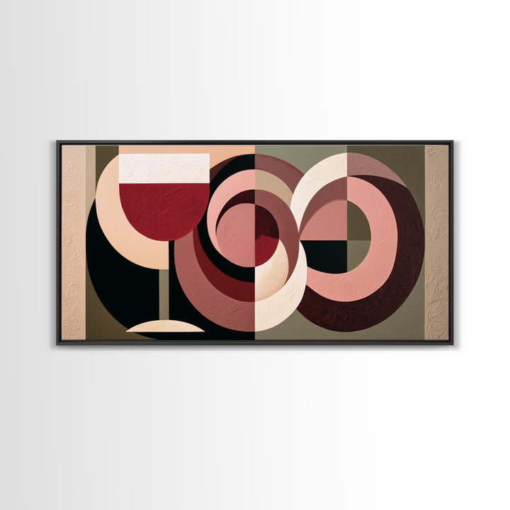 Abstract Red Wine Swirl Framed Canvas Print, Dining Room Art, Textured Painting, Dining Room Decor, Abstract Art, Dining, DRA-2x1-86