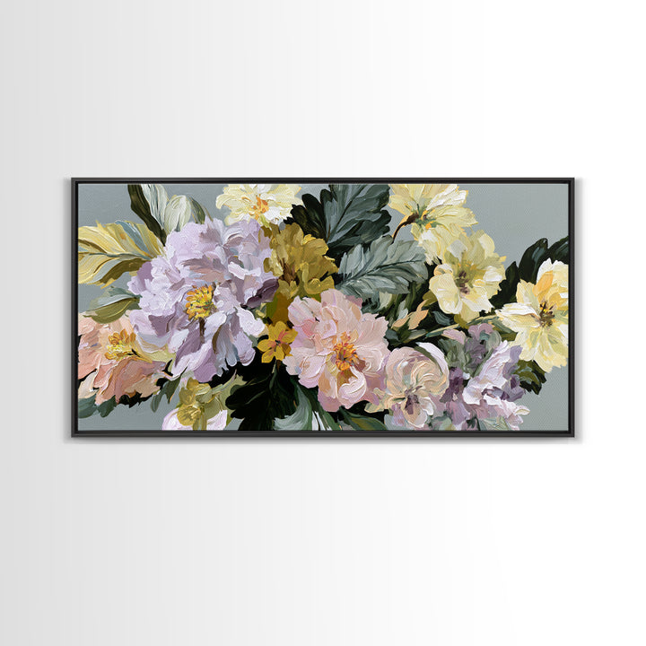 Large Expressive Flower Vase Framed Canvas Print, Dining Room Art, Printable Art, Dining Room Decor, Watercolor Art, Dining, DRA-2x1-92