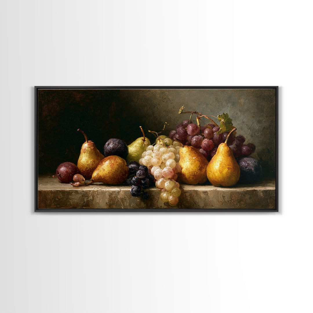 Classical Fruit Still Life Canvas Print, Dining Room Art, Large Wall Art, Dining Room Decor, Dining, Watercolor Painting, DRA-2x1-93
