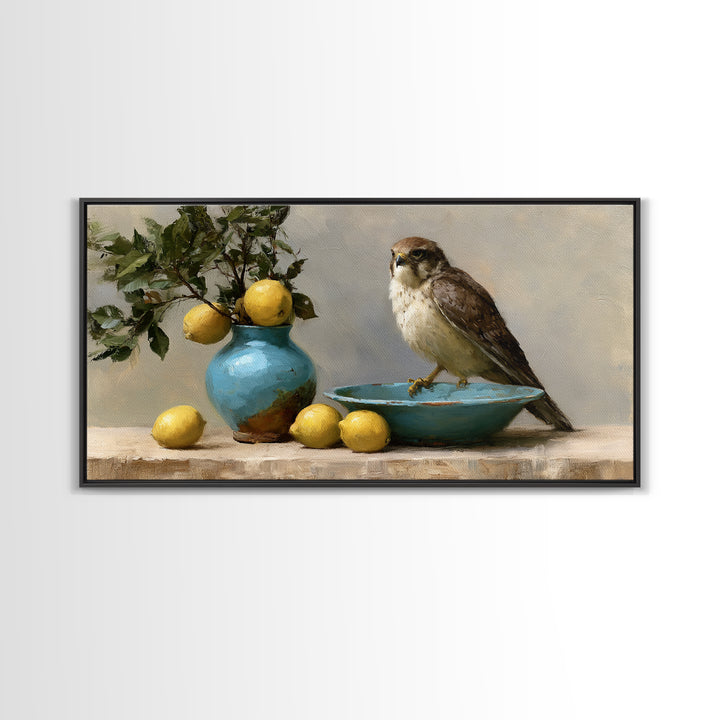Italian Lemon Branch Framed Canvas Print, Dining Room Art, Canvas Wall Art, Dining Room Decor, Watercolor Art, Dining, DRA-2x1-97
