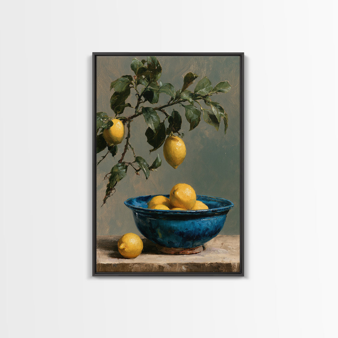 Italian Lemon Branch Framed Canvas Print, Dining Room Art, Room Decor, Dining Room Decor, Fine Art, Dining, Canvas Art, DRA-2x3-13