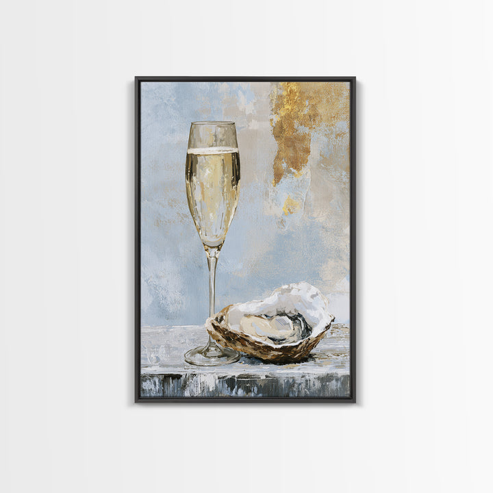 Elegant Oyster and Champagne Still Life Canvas Print, Dining Room Art, Bedroom Wall Art, Dining Room Decor, Fine Art, Dining, DRA-2x3-15