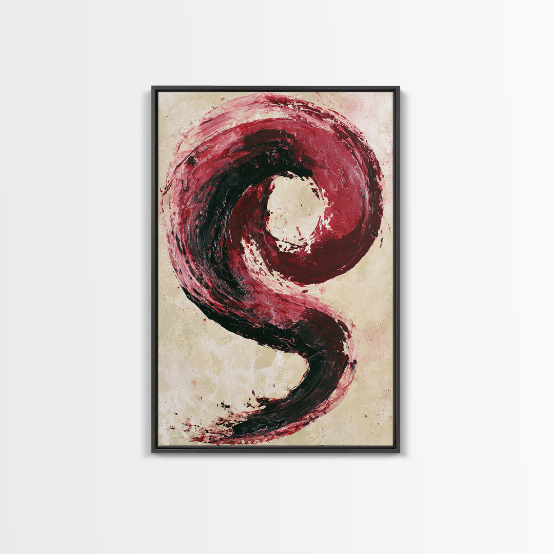 Abstract Red Wine Swirl Framed Canvas Print, Dining Room Art, Gallery Decor, Dining Room Decor, Dining, Minimalist Decor, DRA-2x3-2