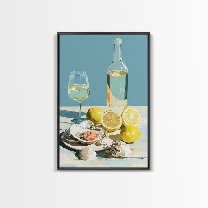 Shellfish and Lemon Still Life Framed Canvas Print, Dining Room Art, Living Room Decor, Dining Room Decor, Fine Art, Dining, DRA-2x3-24
