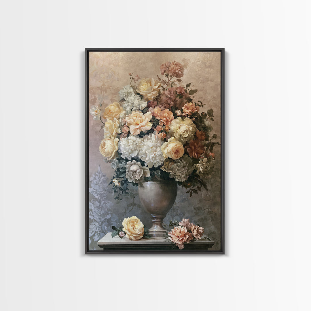 Classic Dutch Feast Arrangement Framed Canvas Print, Dining Room Art, Watercolor Painting, Dining Room Decor, Fine Art, Dining, DRA-2x3-3