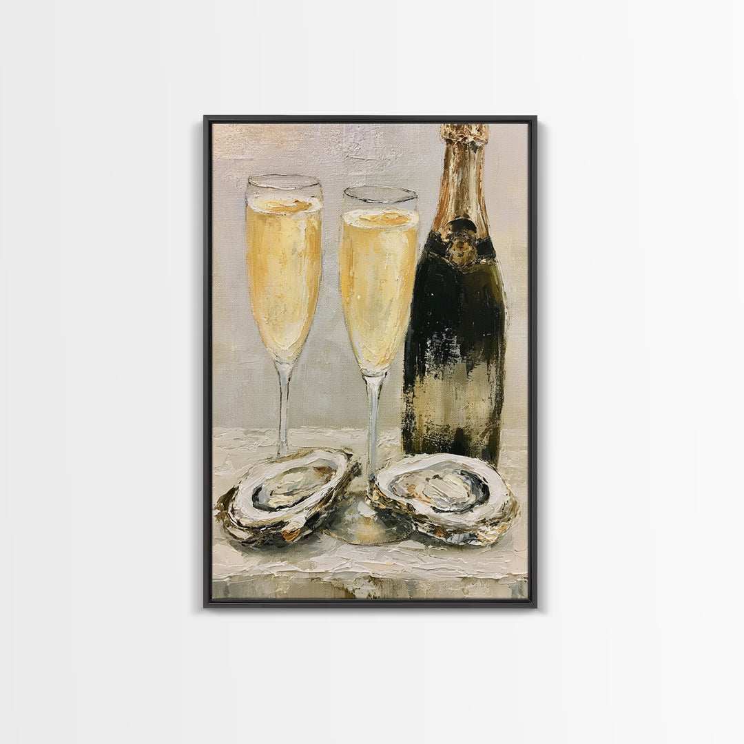 Elegant Oyster and Champagne Still Life Canvas Print, Dining Room Art, Wall Decor, Dining Room Decor, Fine Art, Dining, DRA-2x3-39