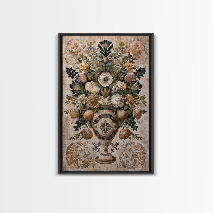 Classic Dutch Feast Arrangement Framed Canvas Print, Dining Room Art, Food Art, Dining Room Decor, Oil Painting, Dining, DRA-2x3-51