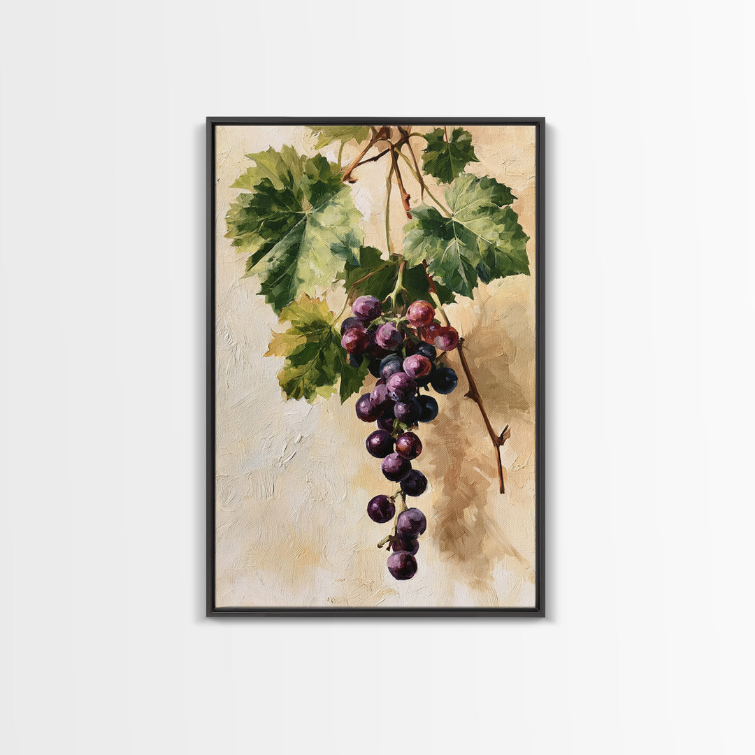 Botanical Grapevine with Leaves and Fruit Canvas Print, Dining Room Art, Contemporary Art, Dining Room Decor, Dining, DRA-2x3-53