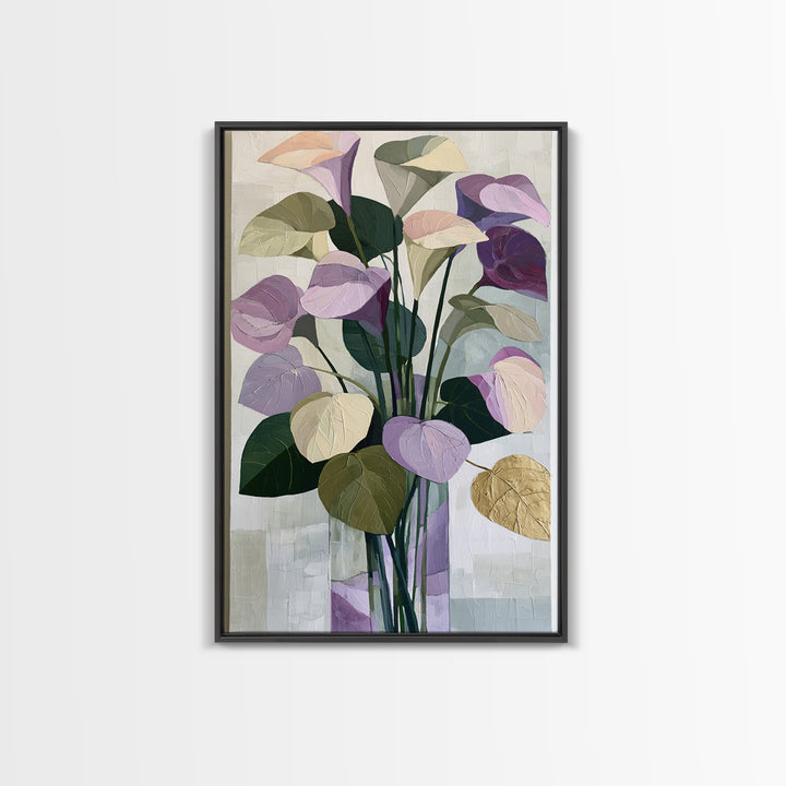 Large Expressive Flower Vase Framed Canvas Print, Dining Room Art, Digital Print, Dining Room Decor, Watercolor Art, Dining, DRA-2x3-8