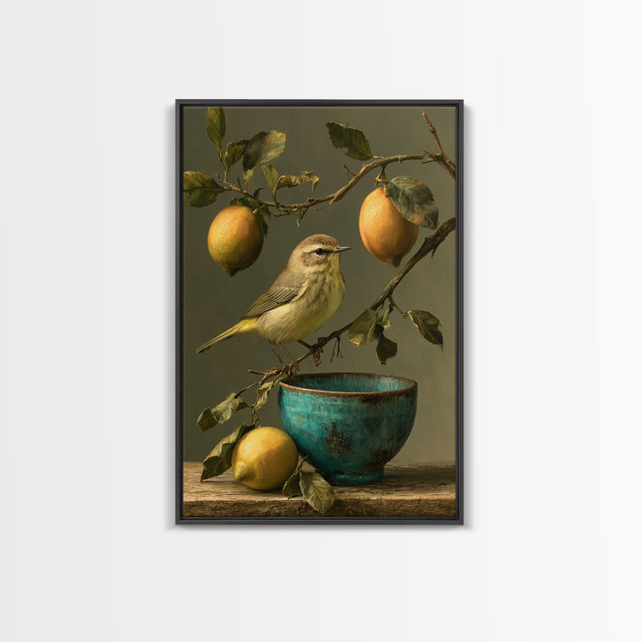 Italian Lemon Branch Framed Canvas Print, Dining Room Art, Abstract Art, Dining Room Decor, Oil Painting, Dining, DRA-2x3-85