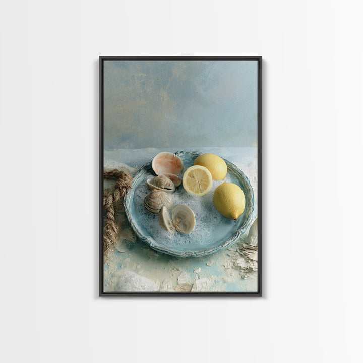 Shellfish and Lemon Still Life Canvas Print, Dining Room Art, Contemporary Art, Dining Room Decor, Fine Art, Dining, DRA-2x3-96