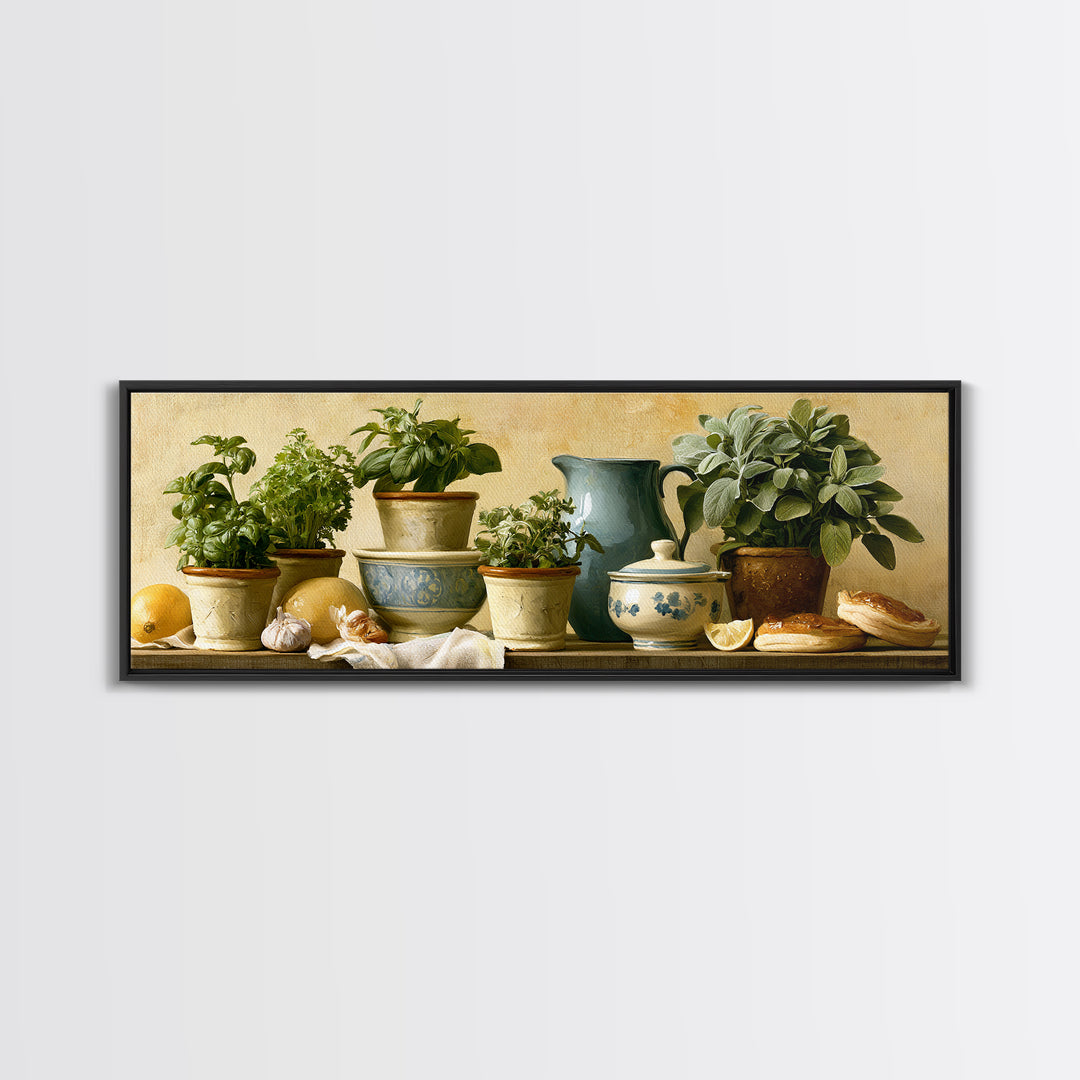 Modern Kitchen Herbs Canvas Print, Dining Room Art, Printable Art, Dining Room Decor, Abstract Art, Dining, Coastal Wall Art, DRA-3x1-25