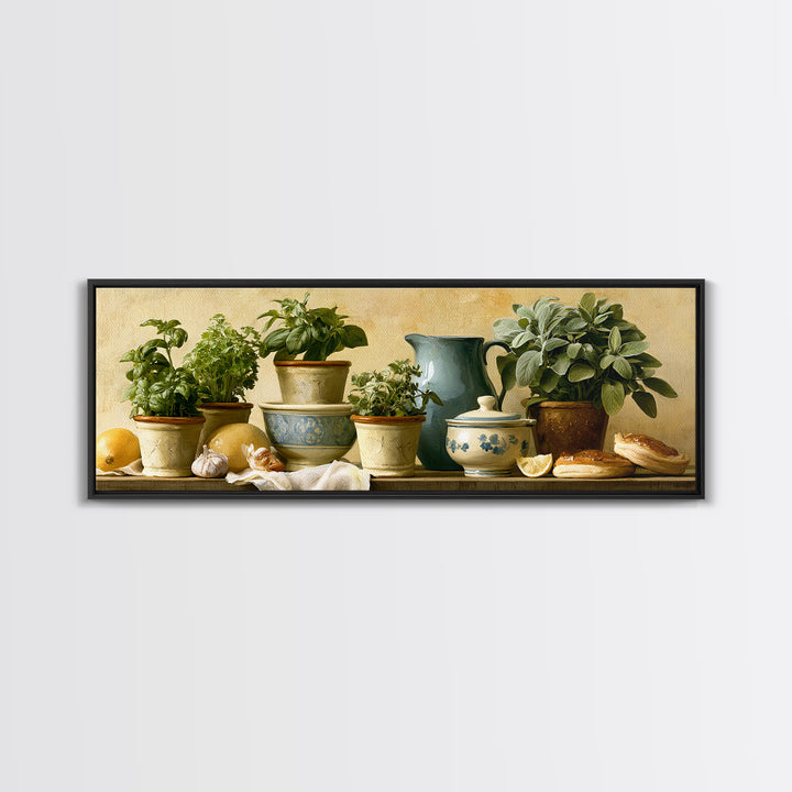 Modern Kitchen Herbs Canvas Print, Dining Room Art, Printable Art, Dining Room Decor, Abstract Art, Dining, Coastal Wall Art, DRA-3x1-25