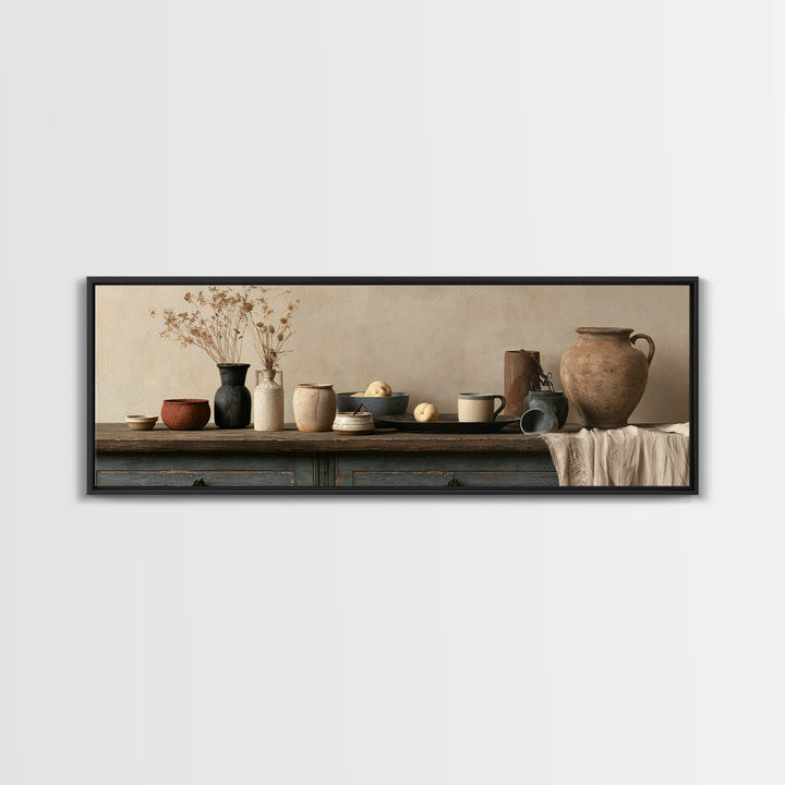Sunlit Farmhouse Table Objects Without Room View Canvas Print, Dining Room Art, Bedroom Decor, Dining Room Decor, Dining, DRA-3x1-33