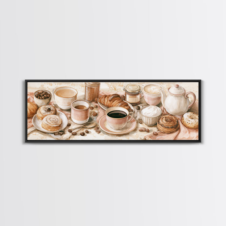 Coffee and Pastry Scene for Breakfast Nook Canvas Print, Dining Room Art, Modern Wall Art, Dining Room Decor, Fine Art, Dining, DRA-3x1-54