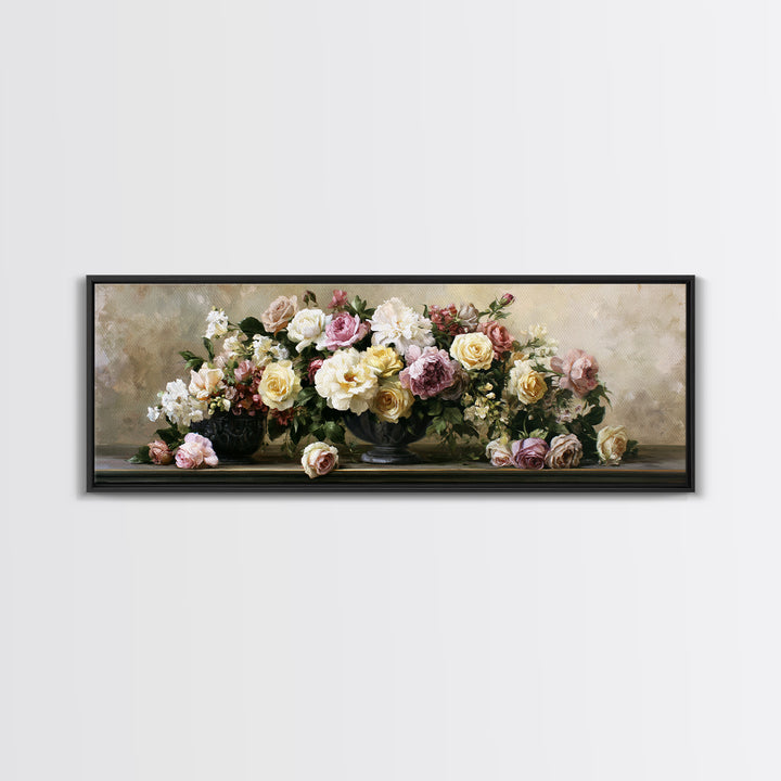 Classic Dutch Feast Arrangement Framed Canvas Print, Dining Room Art, Textured Painting, Dining Room Decor, Fine Art, Dining, DRA-3x1-59