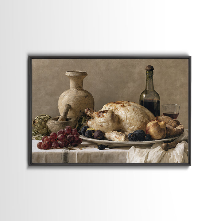 Classic Dutch Feast Arrangement Framed Canvas Print, Dining Room Art, Canvas Wall Art, Dining Room Decor, Fine Art, Dining, DRA-3x2-23