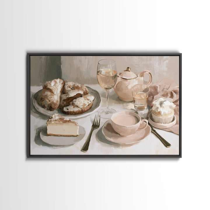 French Bistro Food Illustration Without Text Canvas Print, Dining Room Art, Abstract Art, Dining Room Decor, Fine Art, Dining, DRA-3x2-38